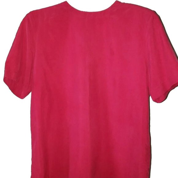 Vintage Real Clothes Saks 5th Ave 100% Silk Red Short Sleeve Blouse Vintage 90's - Picture 1 of 9